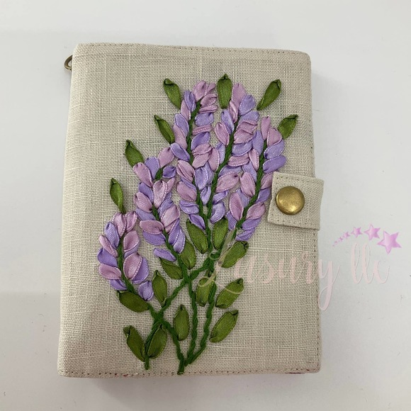 Lavender Embroidery Passport Wallet & Silk Mask, Wedding Gift,Versatile Washable - Picture 2 of 15